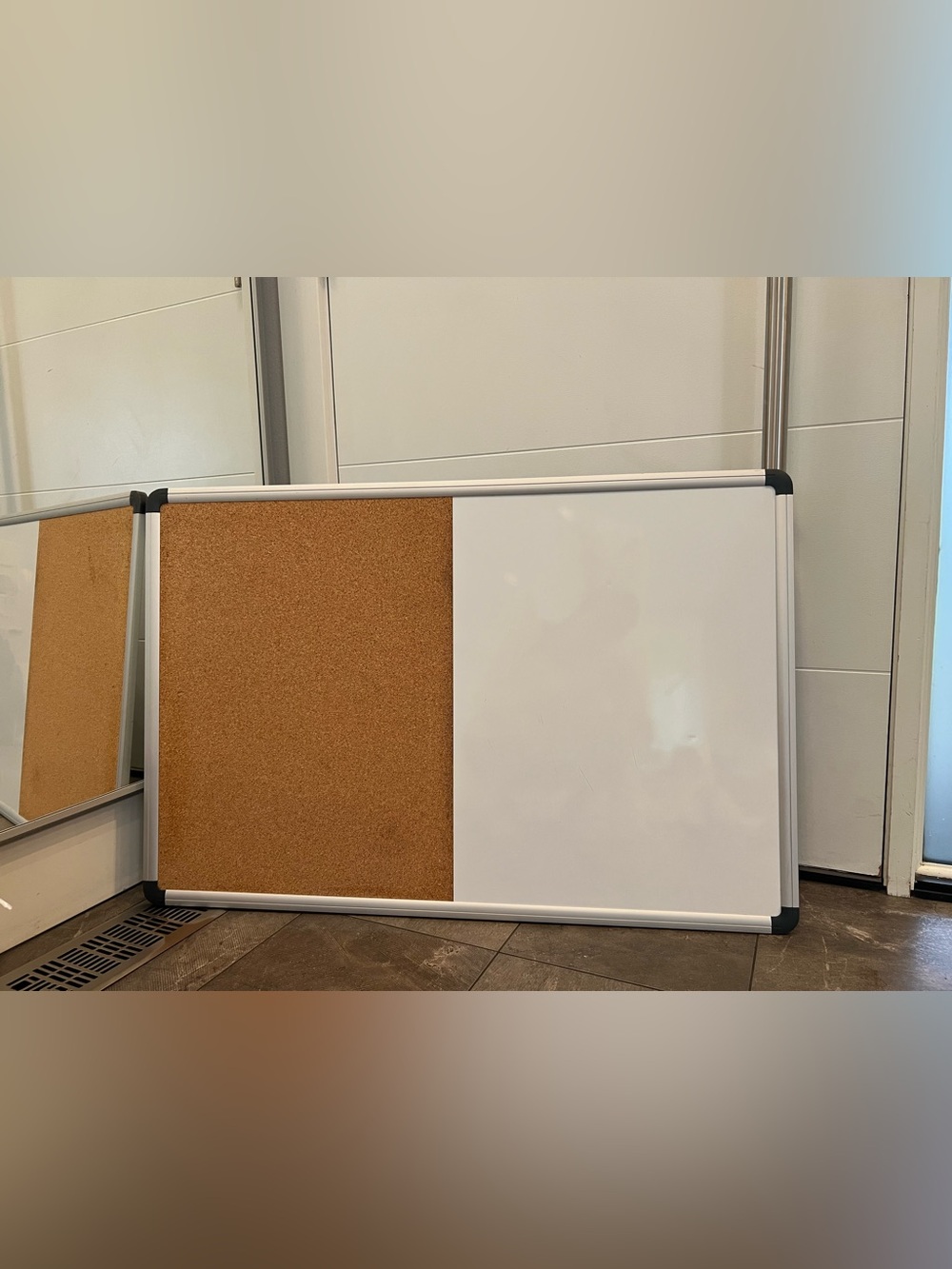 Dry erase whiteboard and cork bulletin board 36x24x1
